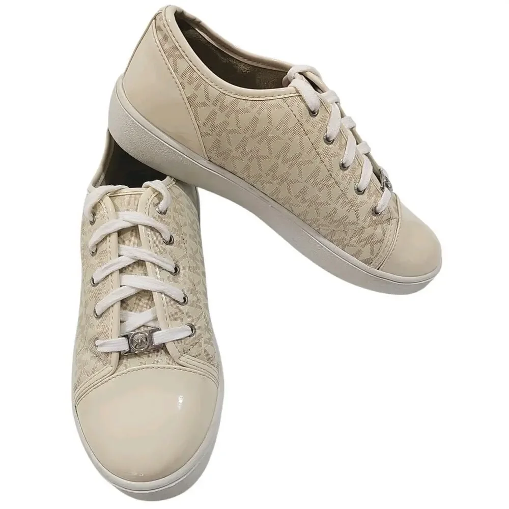 Michael Kors ~ Girls US Size 5Y ~Ivy Dee Vanilla Color Sneakers Shoes Logo.